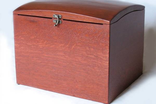 The Wish Box, recycled oak wine barrel wedding wish box with card slots