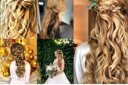 Collage of wedding hair