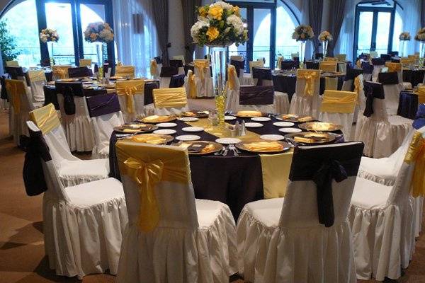 Corporate Event - Yellow and Chocolate room decor