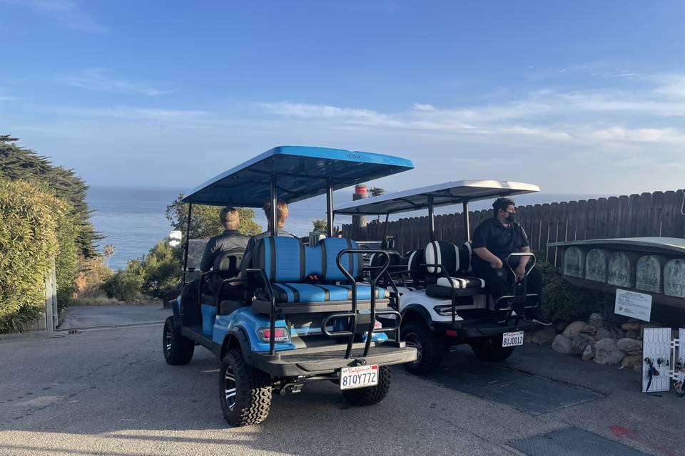 Golf cart shuttles in Malibu