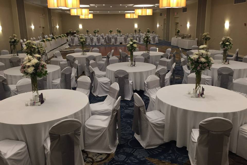White tables and chairs