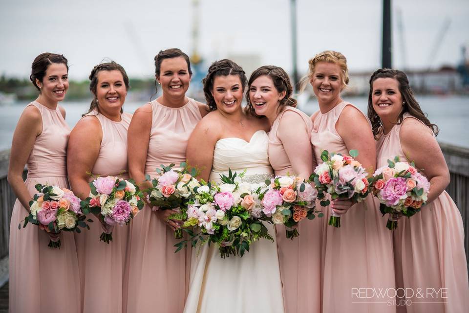 Bride and bridesmaids