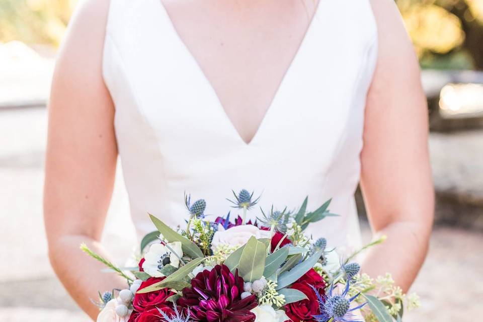 The bride holding bouquet