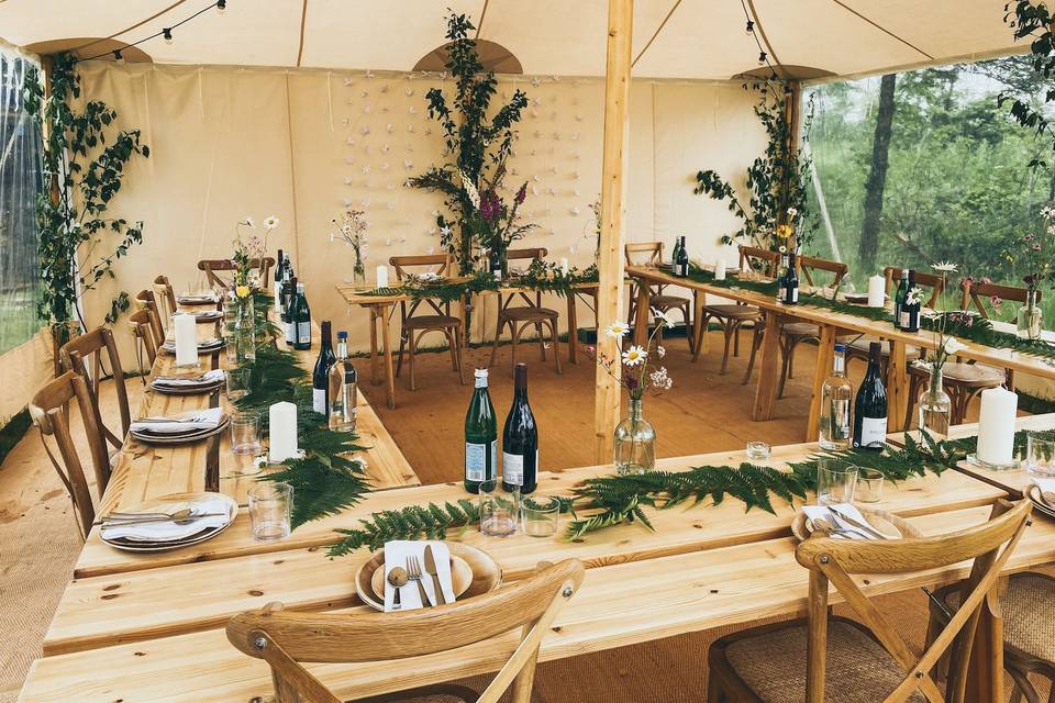 Tented micro wedding reception