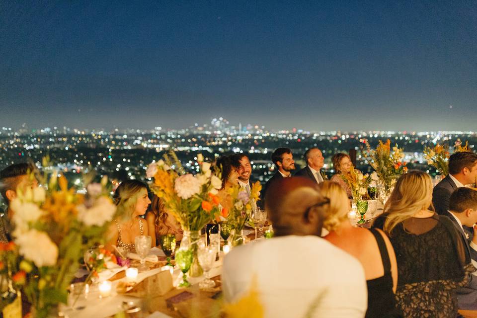 LA skyline wedding reception