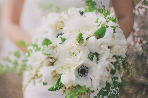 The bride holding her bouquet