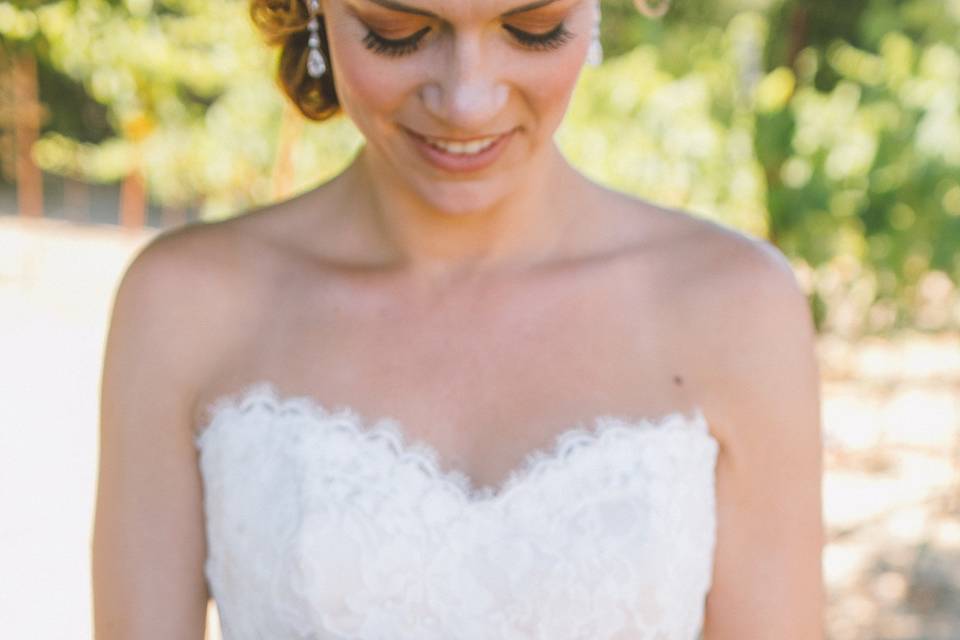 The bride holding her bouquet