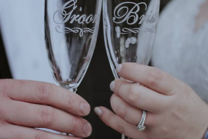 Bride and groom glass