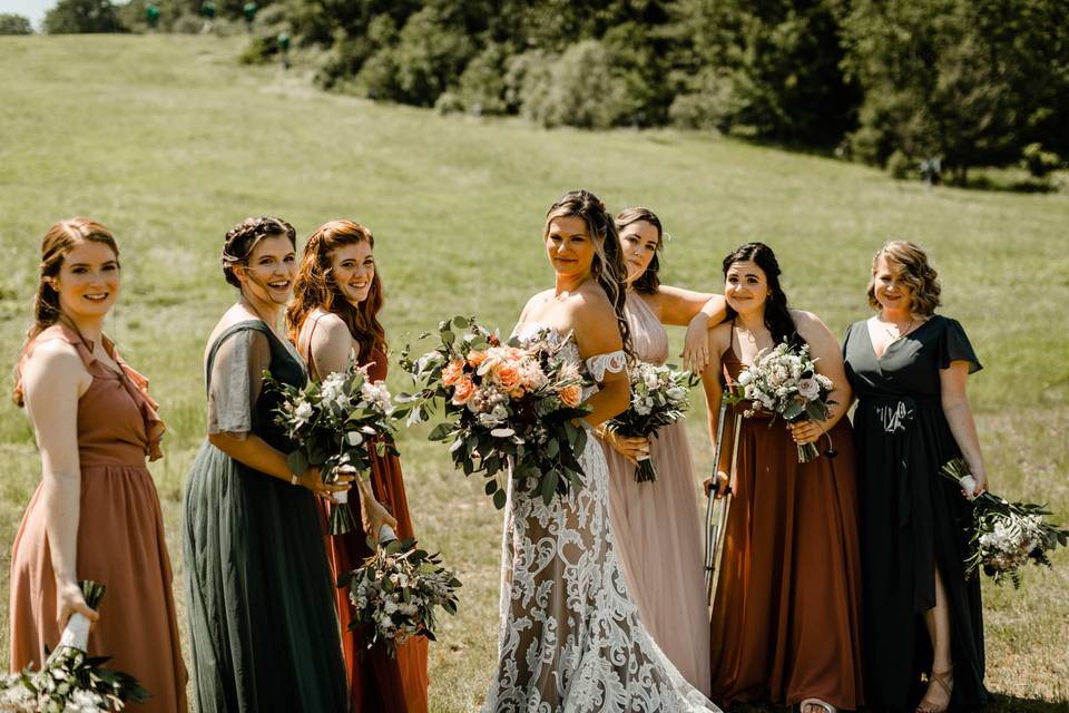 Bride and bridesmaids