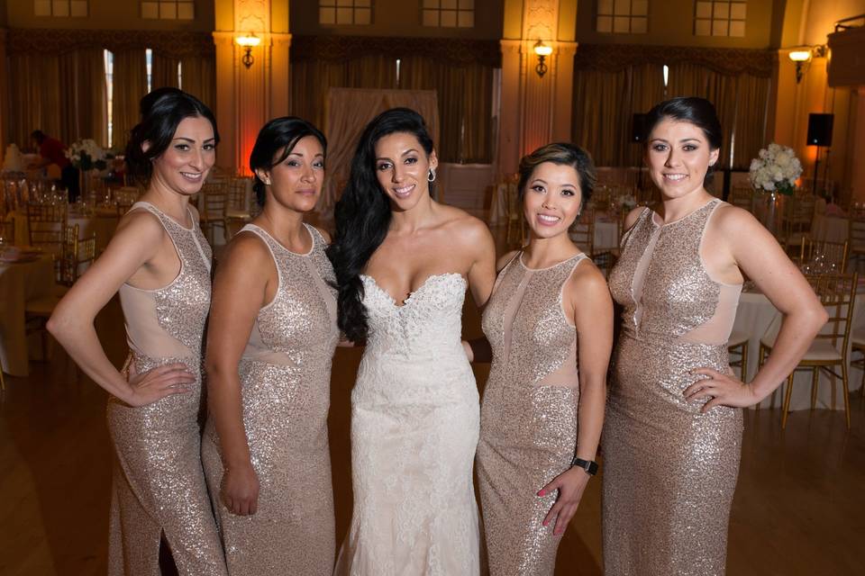 Bridesmaids with their bride