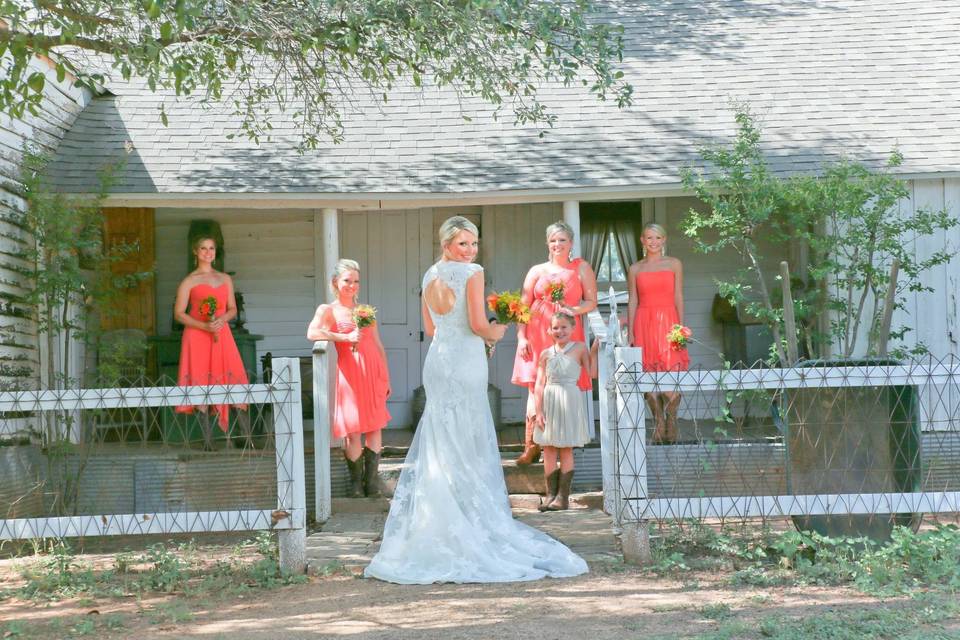 Bride and her bridesmaids