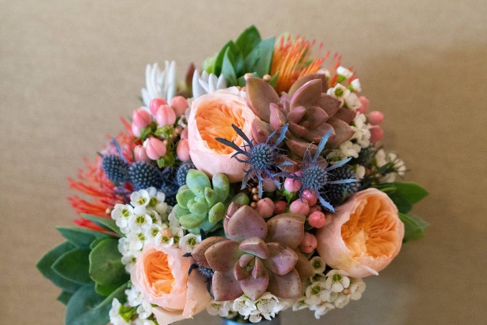 Peach and Blue Bouquet