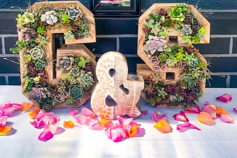 Succulent-planted initials