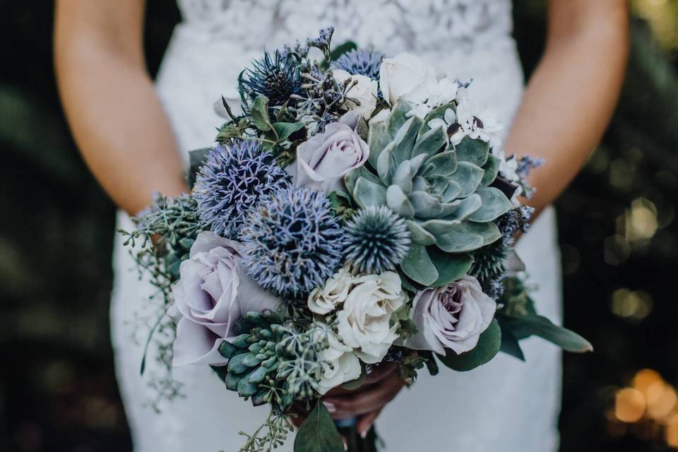 Blue and purple bouquet