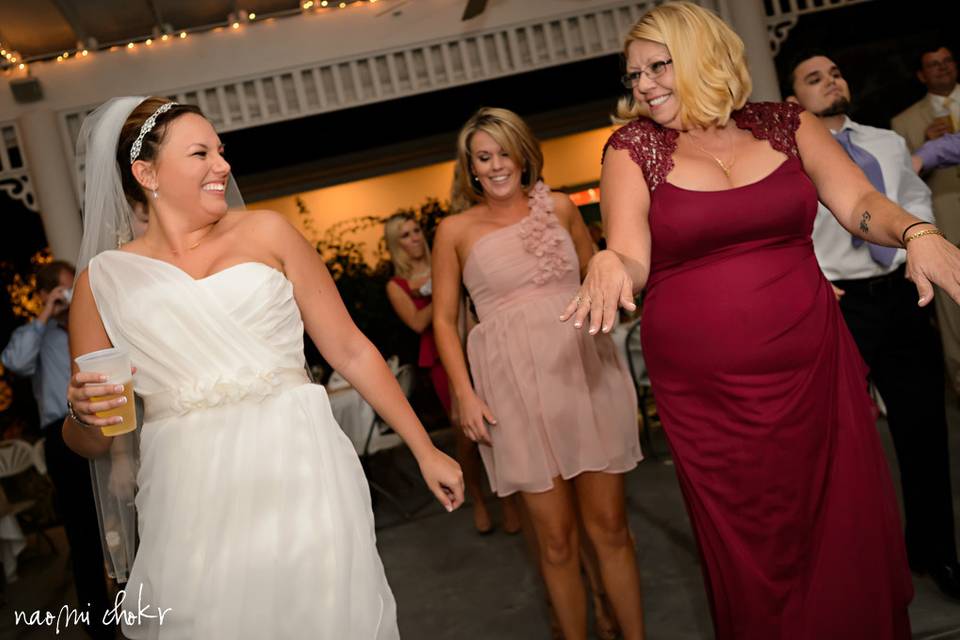 Bride dancing with her ladies