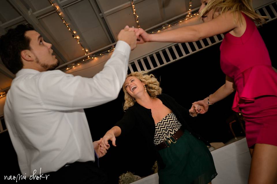 Bride dancing with her ladies