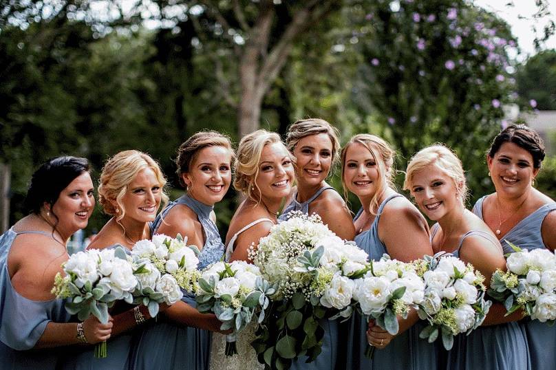 A bride & bridesmaids