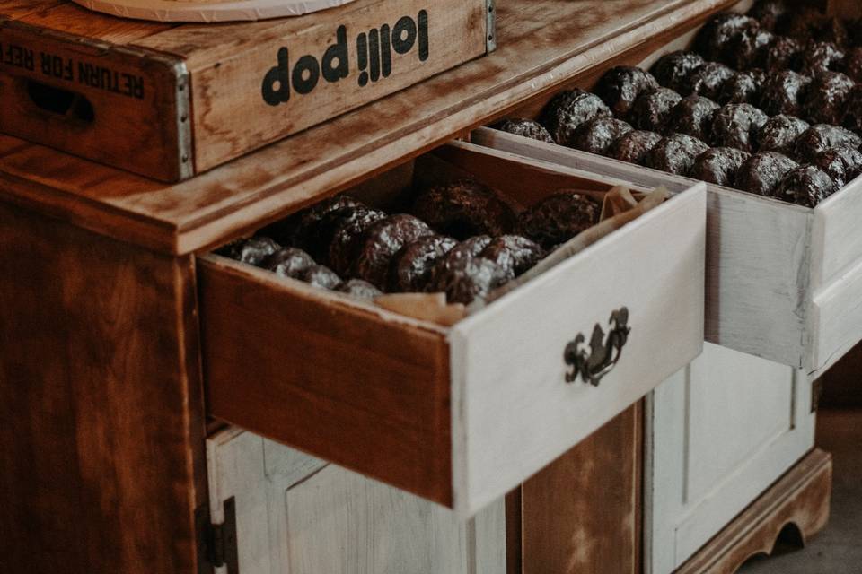 Donut Drawer.  Cake table