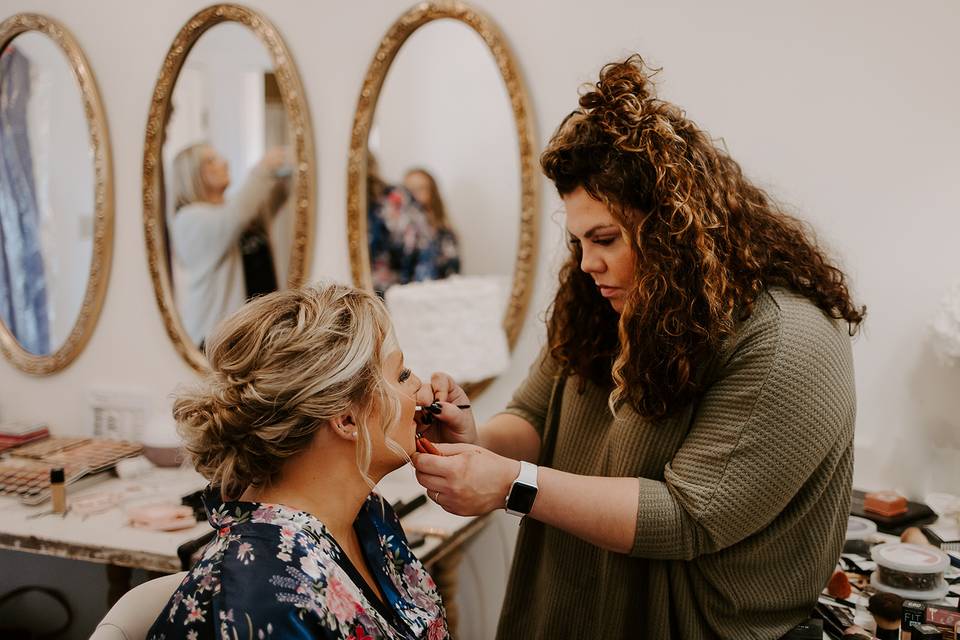 Getting ready in the glam room