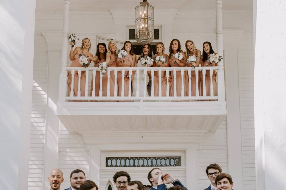 Bridal party having fun