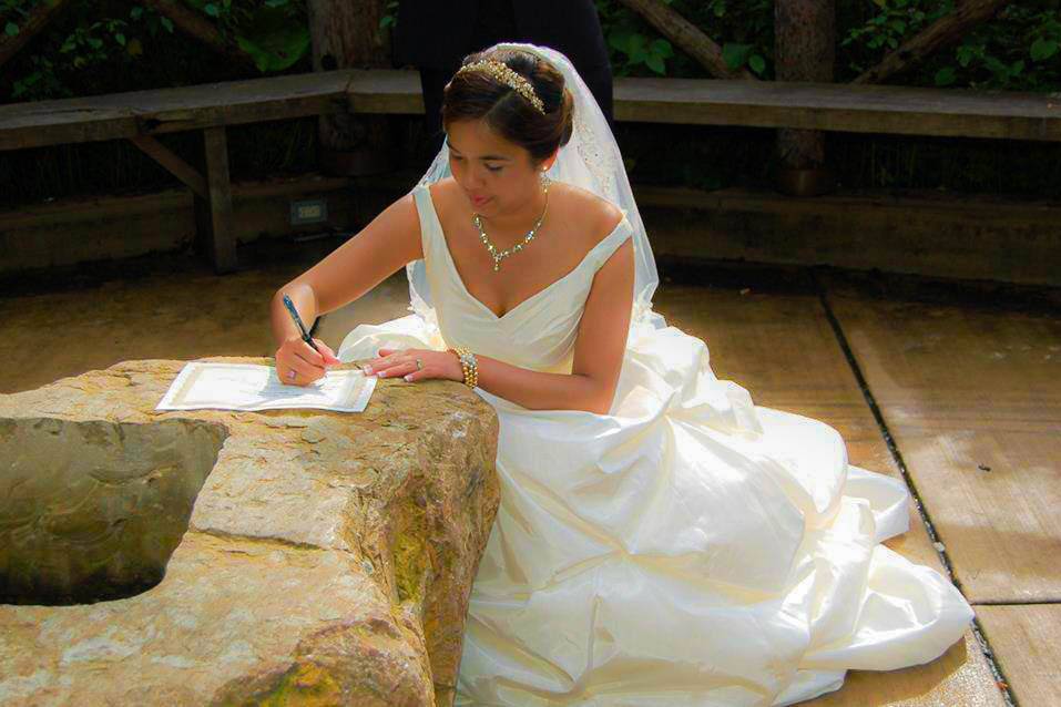 Signing the wedding certificate