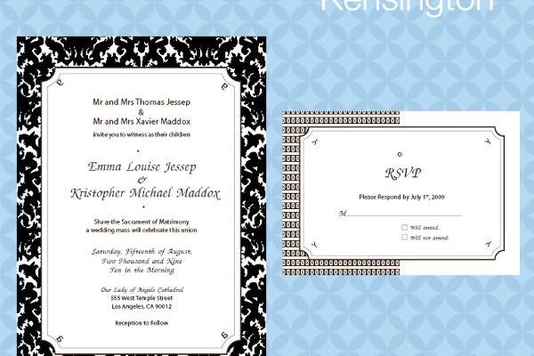 Kensington Suite - Invite and RSVP card
www.thestudiodelmar.com