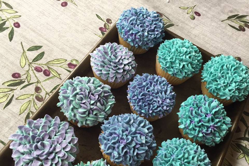 Blue colored cupcakes