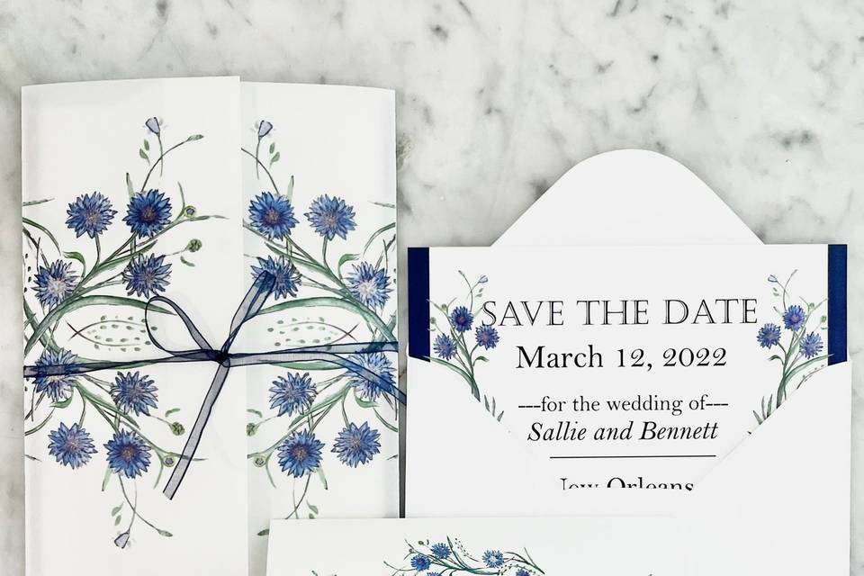 Custom Cornflower invitations