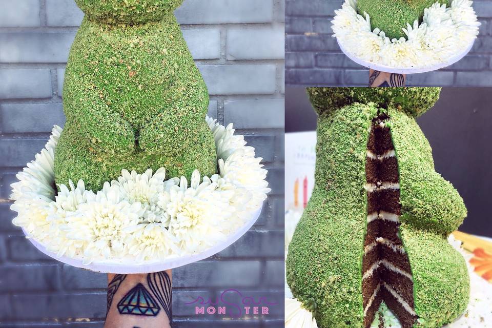 Bunny topiary made with sugar cookie moss