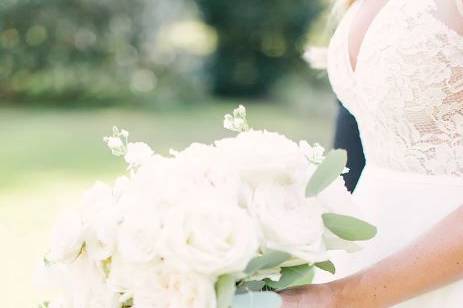 The bride holding her bouquet