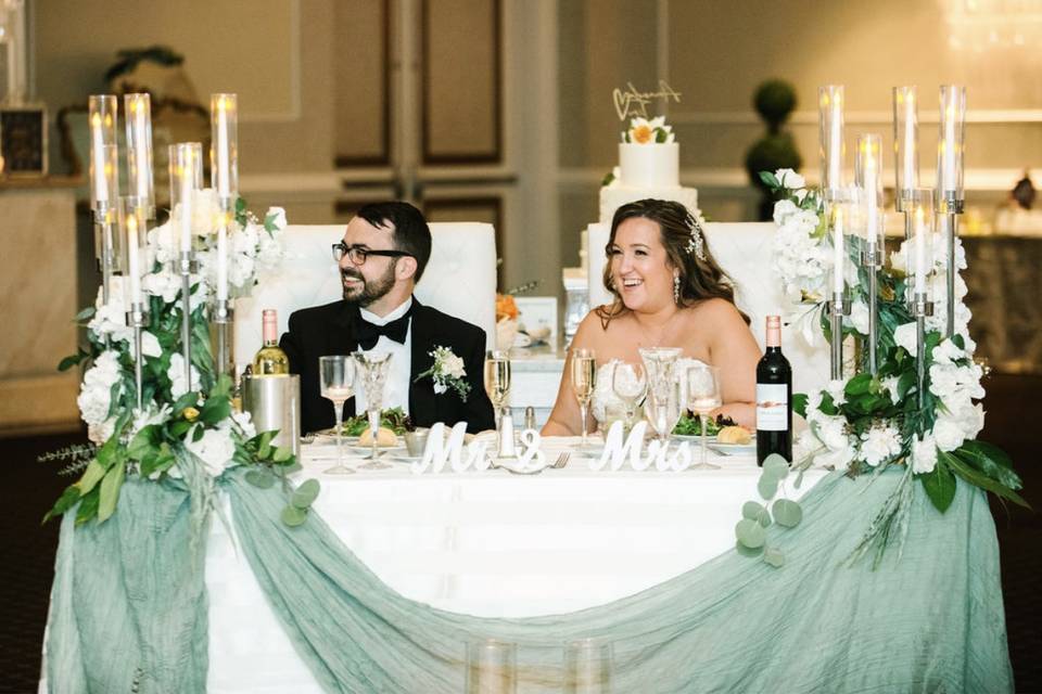 Sage & White Sweetheart Table