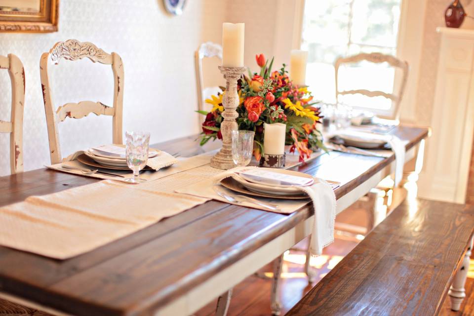 Our sun-drenched dining table