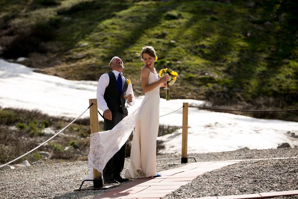 Arapahoe Basin, Colorado wedding couple.