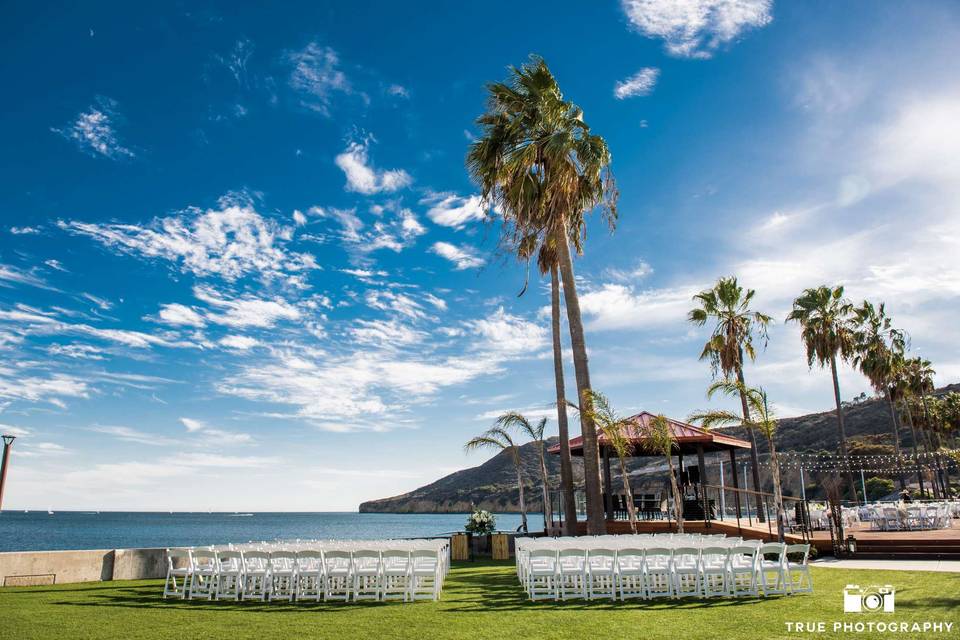 Outdoor wedding ceremony setting