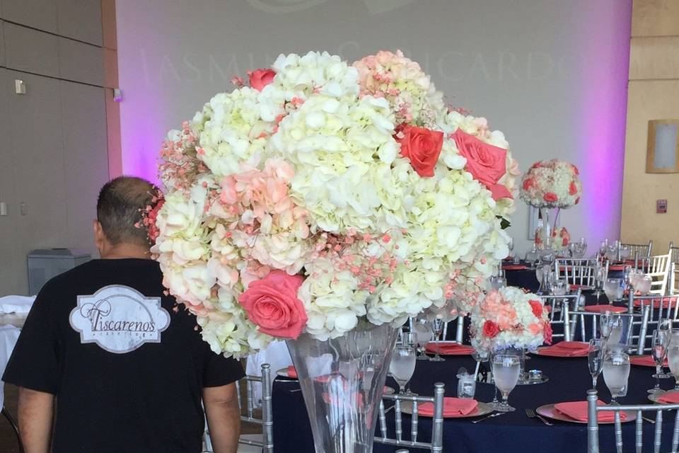 Table setup with centerpiece