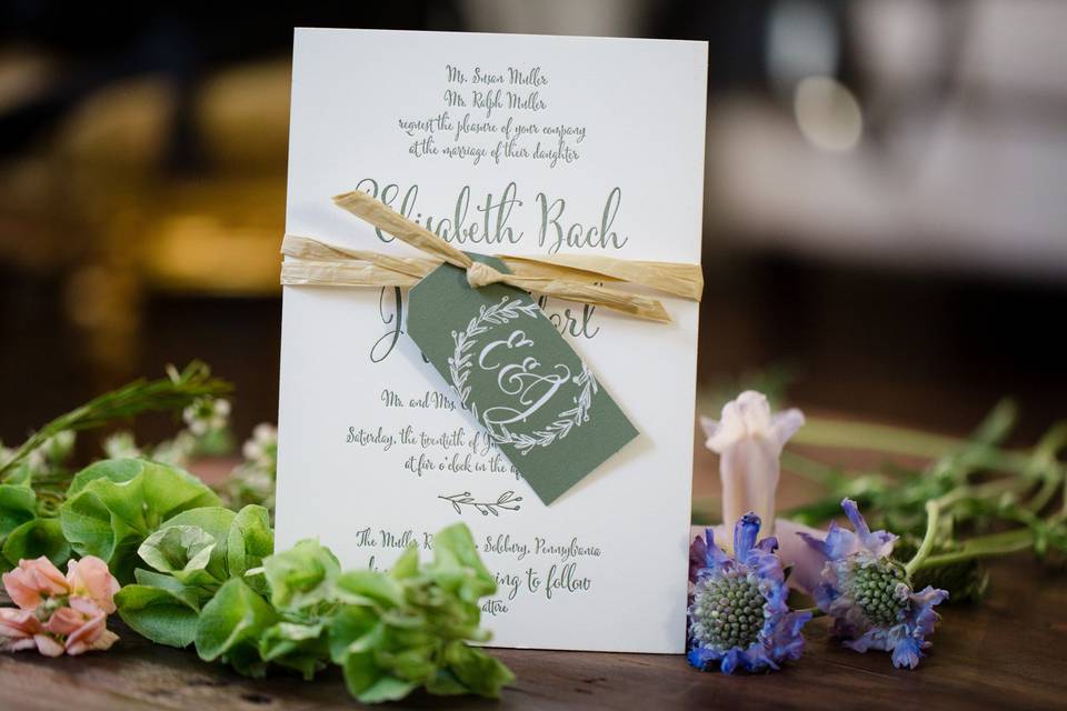 Dark green envelope tag