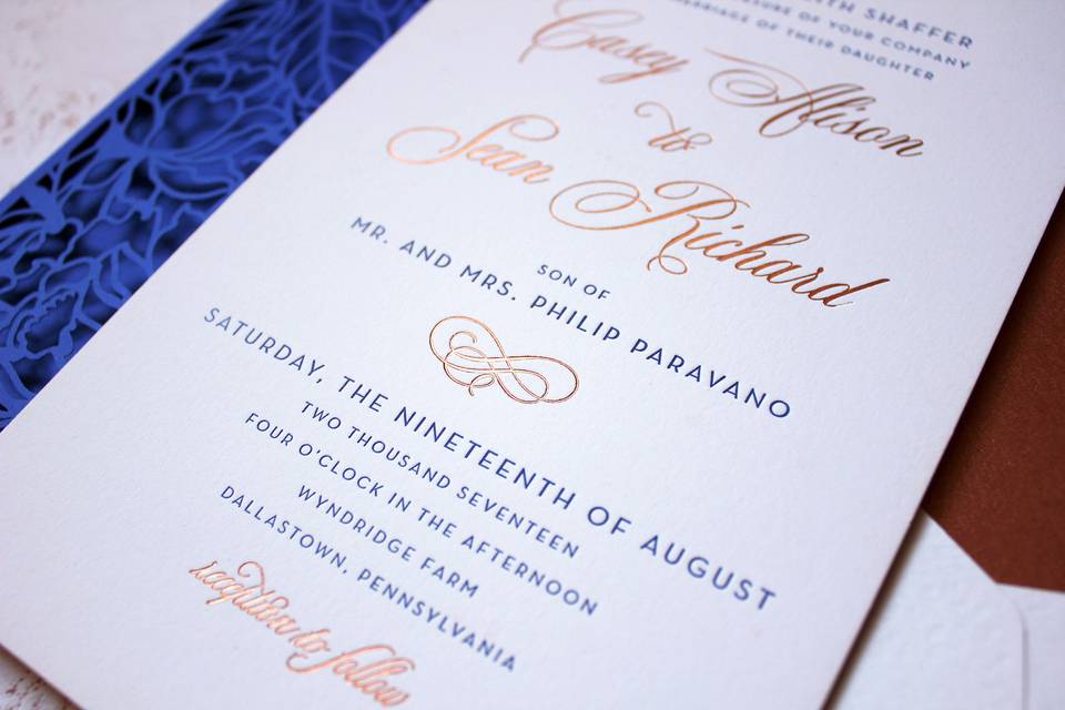 Royal blue envelope