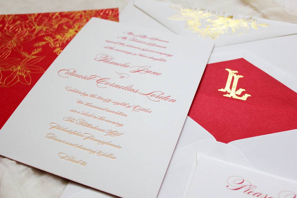 Red and gold themed invitation