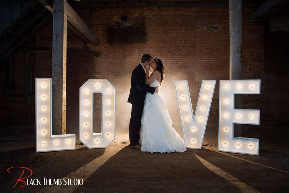 Newlyweds kissing