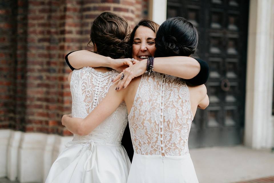 Post ceremony hugs