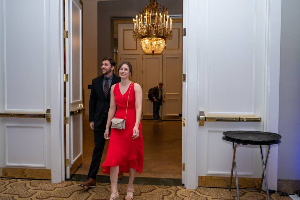 Guests walking into the space