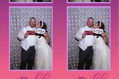 Silver rosette backdrop on their pink and purple photo strips.We still do taken directly from their invites!
