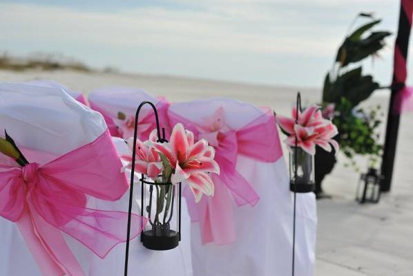 Pink setup and chair covers.