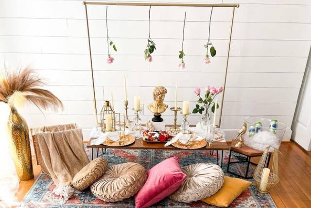 Cushions and candles