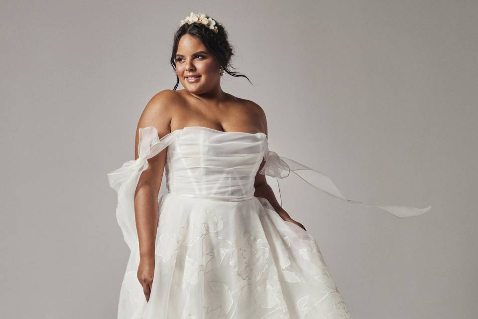 Plus size ball gown, flowers