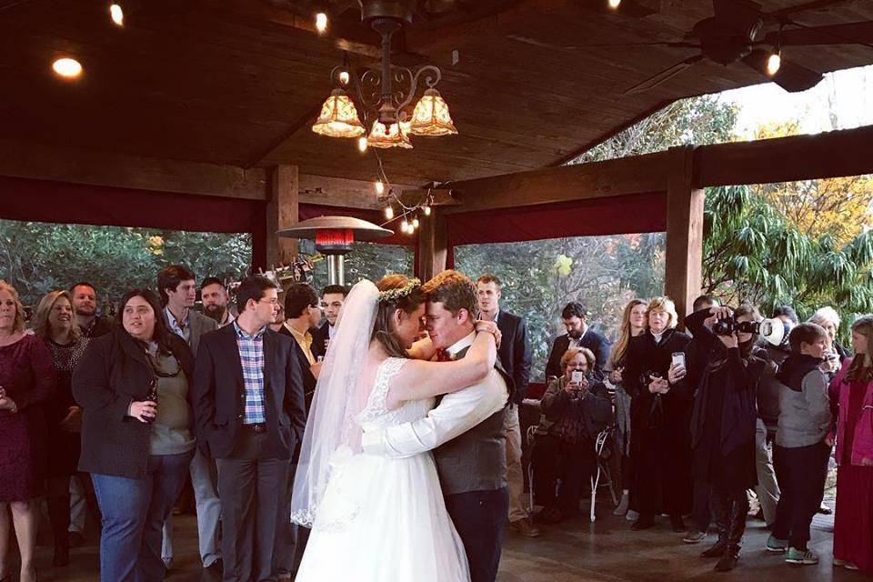 DJ Robert Batson dancing with the bride and groom