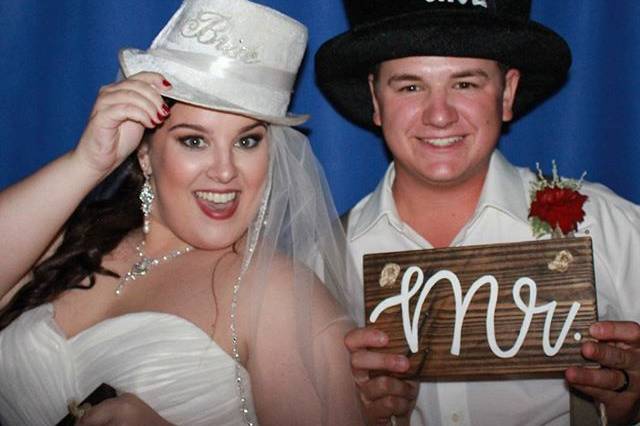 Funny couple in the photobooth