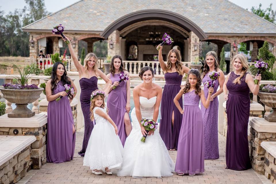 The bride with her bridesmaids