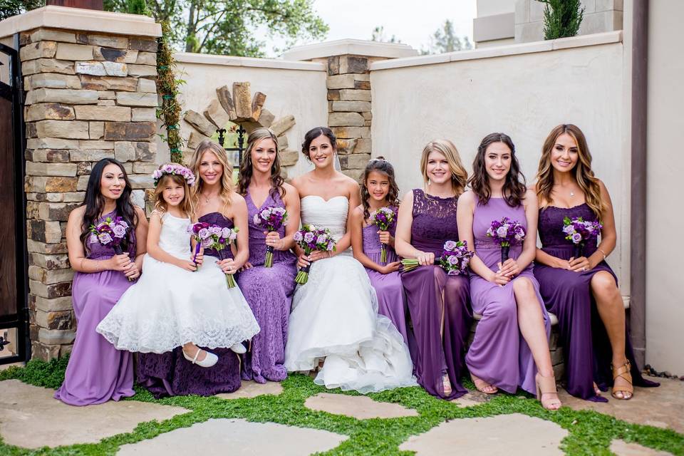 The bride with her bridesmaids