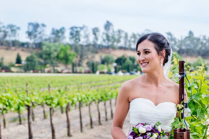 The bride holding her bouquet